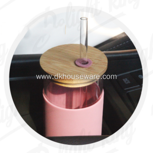 Vehicle Glass Water Bottle for Driving withStraw